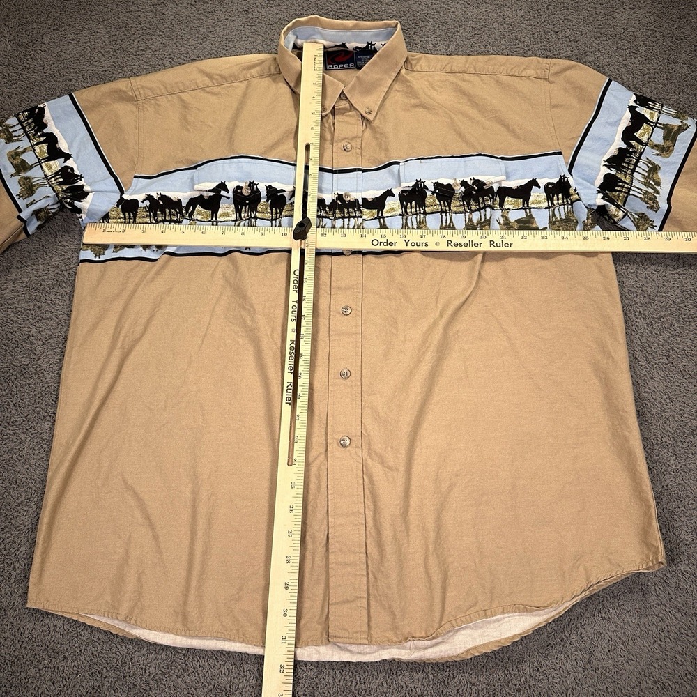 Vtg Roper Western Shirt Mens Extra Large Tan Horse Aztec‎ Rodeo Rancher Cowboy - Picture 8 of 15